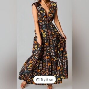 Buddy Love Butterfly Print Maxi Dress